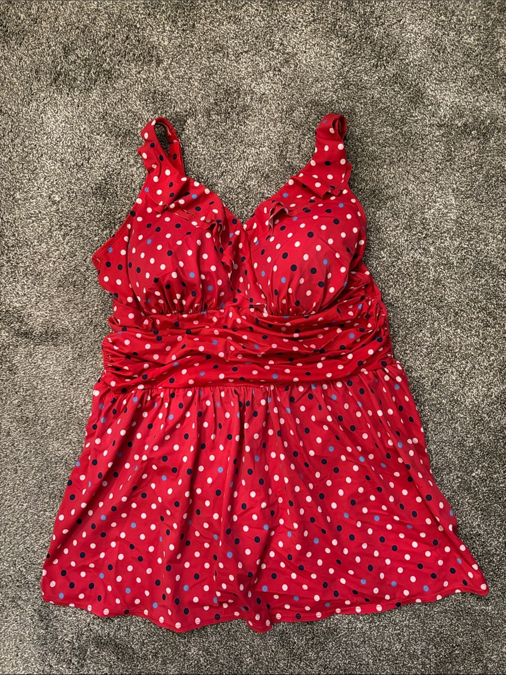 d&co beach Red white blue Polka Dot Swim dress bathing suit - Women’s plus 22W